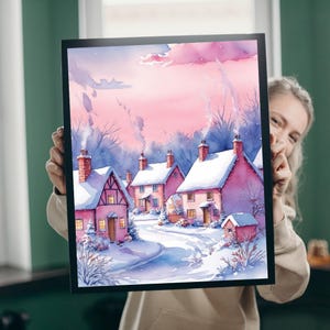 Snow-Covered Village Jigsaw Puzzle, Claude Monet Inspired Winter Landscape Art Puzzle, Game for Adults Teens Seniors, Puzzle Fans, Giftable