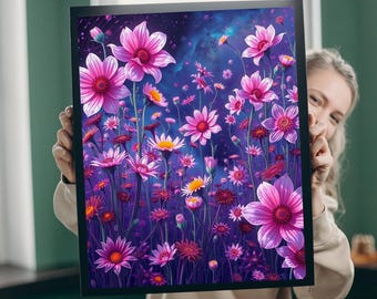 Floral Jigsaw Puzzle: Vibrant Flower Artwork, Mindful Relaxation