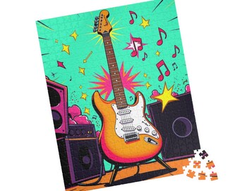 Colorful Guitar Puzzle: Pop Art Jigsaw for Music Lovers - Etsy
