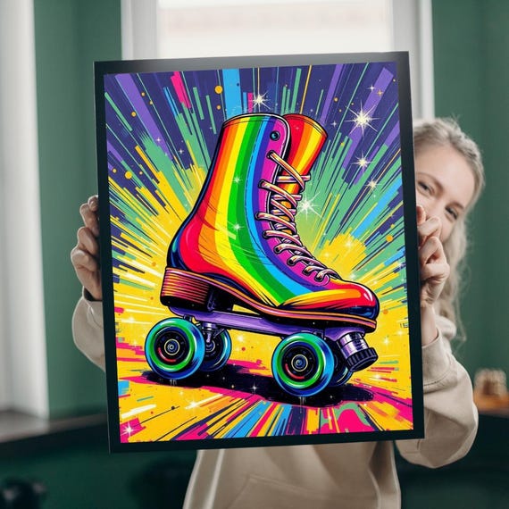 Rainbow Roller Skate Jigsaw Puzzle: Pop Art Family Game - Etsy