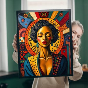 Artistic Black Woman Jigsaw Puzzle: Colorful Meditation Art