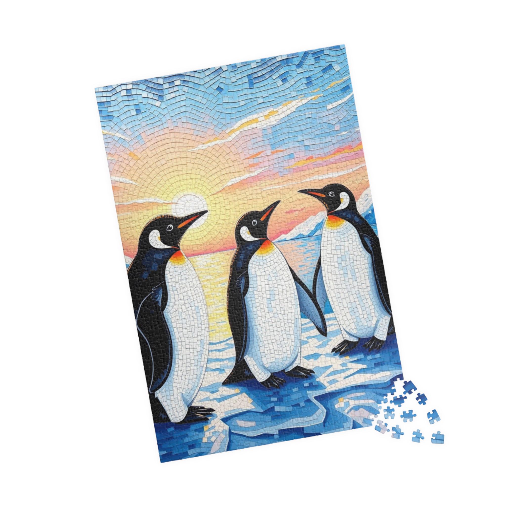 Penguin Mosaic Jigsaw Puzzle: Arctic Wildlife Winter Landscape - Etsy