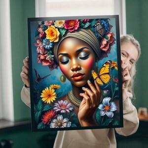 Flower Goddess Jigsaw Puzzle: African American Woman, Mindfulness Game