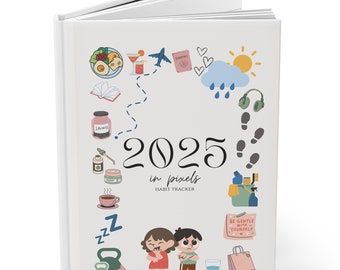 Year in pixels, 2025 , printable habit trackers in BUNDLE