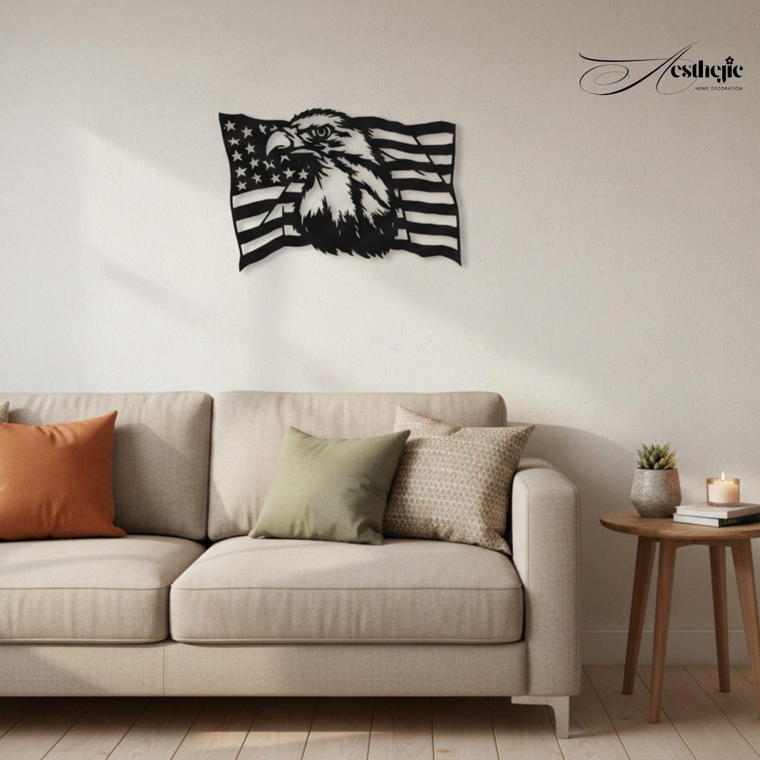 American Flag Eagle Metal Wall Art – Patriotic Home Decor (36x23 Cm) - Etsy