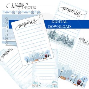 Printable Winter, January, Sticky Note, Sticker, Printable Sticker, Winter Planner, Winter Sticker, Memory Notes
