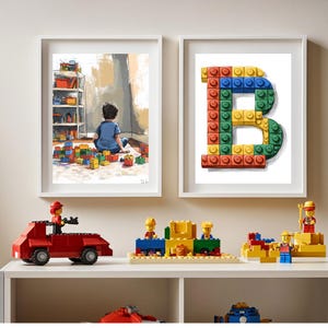 Color Building Blocks Art, Minifigure Wall Art, Teen Boy Bedroom DIY Printable, Kid Home Decor, Modern Color Poster Gift, Digital Download