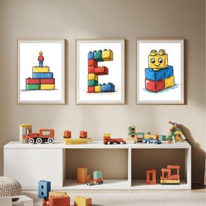 Color Building Blocks Art, Minifigure Wall Art, Teen Boy Bedroom DIY Printable, Kid Home Decor, Modern Color Poster Gift, Digital Download