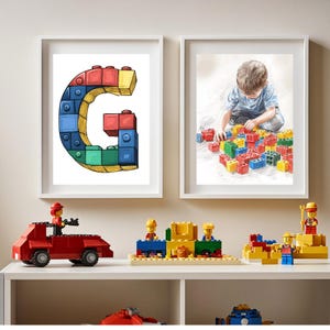 Color Building Blocks Art, Minifigure Wall Art, Teen Boy Bedroom DIY Printable, Kid Home Decor, Modern Color Poster Gift, Digital Download