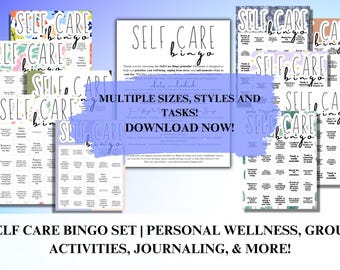 Selbstfürsorge-Bingo | Wellness Bingo Printable | 20 Einzigartige Karten | Achtsamkeit & Mentale Gesundheit Spiel | Selbstliebe Gesundheit Tracker | Sofort Download