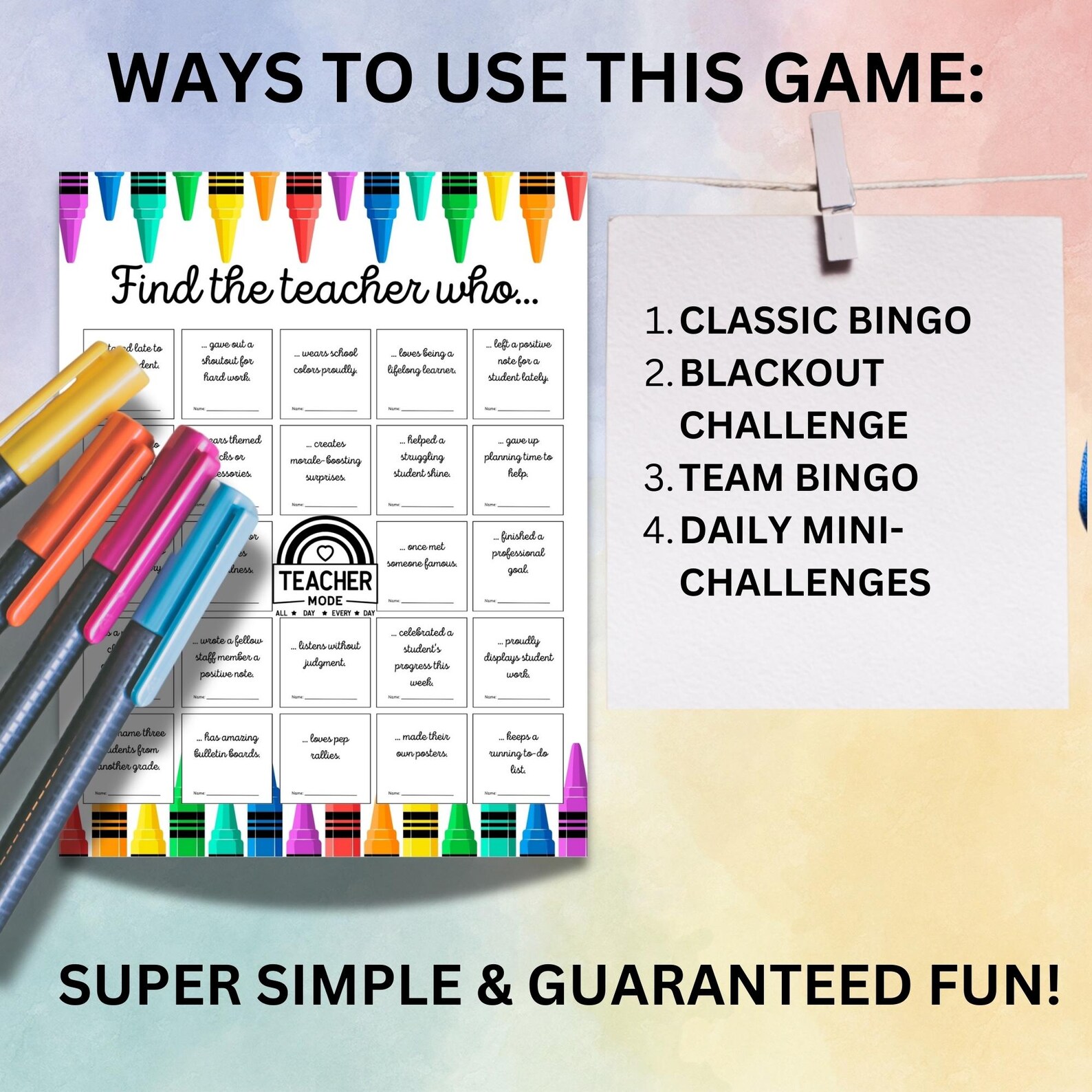Teacher Appreciation Bingo Printable – Find a Teacher Who Game – Fun ...