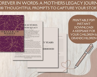 A Mother’s Legacy Journal | Printable Memory Book | Guided Prompts for Moms | Life Story & Reflection Journal | Digital Download