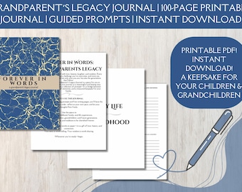 Grandparent’s Legacy Journal | Printable Memory Book | Guided Prompts for Grandma & Grandpa | Family History Journal | Digital Download