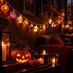 Halloween LED String Lights — Ghost Pumpkin Fairy Lights, Spooky Home Decoration, Indoor Outdoor Halloween Decor, Unique Halloween Gift