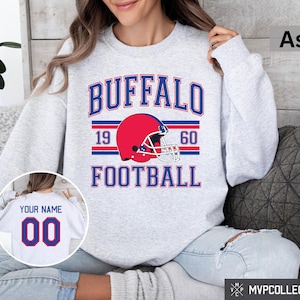Sweat-shirt de football Buffalo rétro - Pull ras du cou de football Buffalo vintage - Chemise Buffalo tendance - Sweat-shirt de football personnalisé