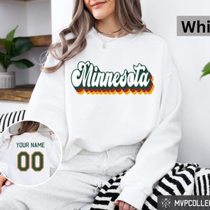 Retro Minnesota Hockey Sweatshirt - Vintage Minnesota Hockey Crewneck - Trendy Minnesota Shirt - Customized Hockey Sweatshirt