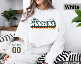 Sweat-shirt de hockey rétro du Minnesota - col rond de hockey vintage du Minnesota - chemise tendance du Minnesota - sweat-shirt de hockey personnalisé