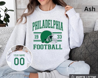 Sudadera retro de fútbol americano de Filadelfia - Sudadera vintage de cuello redondo de fútbol americano de Filadelfia - Camiseta moderna de Filadelfia - Sudadera de fútbol americano personalizada