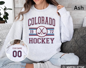 Retro Colorado Hockey Sweatshirt - Vintage Colorado Hockey Crewneck - Trendy Colorado Shirt - Customized Hockey Sweatshirt
