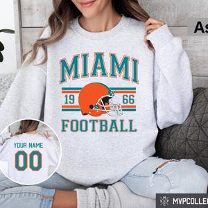 Retro Miami Football Sweatshirt - Vintage Miami Football Crewneck - Trendy Miami Shirt - Customized Football Sweatshirt