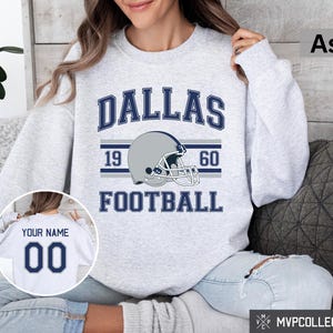 Sudadera retro de fútbol de Dallas - Sudadera vintage de fútbol de Dallas con cuello redondo - Camiseta de moda de Dallas - Sudadera de fútbol personalizada
