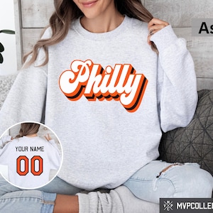 Retro Philadelphia Hockey-Sweatshirt - Vintage Philadelphia Hockey Rundhalsausschnitt - Trendiges Philadelphia Shirt - Individuelles Hockey-Sweatshirt