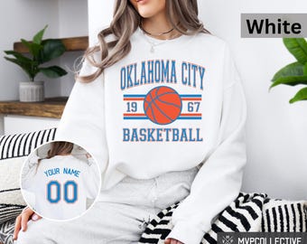 Retro Oklahoma City Basketball Sweatshirt - Vintage Oklahoma City Crewneck - Trendy Oklahoma City Shirt - Customized Basketball Sweatshirt