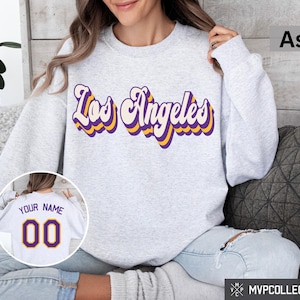 Retro Los Angeles Basketball Sweatshirt - Vintage Los Angeles Crewneck - Trendy Los Angeles Shirt - Customized Basketball Sweatshirt