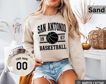 Retro San Antonio Basketball Sweatshirt - Vintage San Antonio Crewneck - Trendy San Antonio Shirt - Customized Basketball Sweatshirt