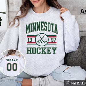 Retro Minnesota Hockey Sweatshirt - Vintage Minnesota Hockey Crewneck - Trendy Minnesota Shirt - Customized Hockey Sweatshirt