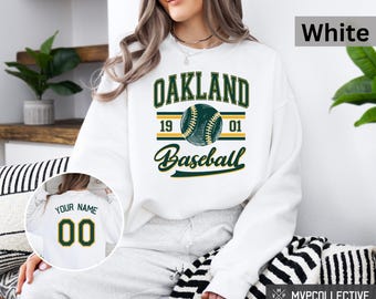 Retro Oakland Baseball Sweatshirt - Vintage Oakland Baseball Crewneck - Trendy Oakland Shirt - Customized Baseball Sweatshirt