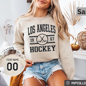 Retro Los Angeles Hockey Sweatshirt - Vintage Los Angeles Kings Crewneck - Trendy Los Angeles Shirt - Customized Kings Hockey Sweatshirt