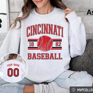 Retro Cincinnati Baseball Sweatshirt - Vintage Cincinnati Baseball Crewneck - Trendy Cincinnati Shirt - Customized Baseball Sweatshirt