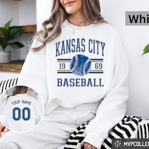 Retro Kansas City Baseball Sweatshirt - Vintage Kansas City Baseball Crewneck - Trendy Kansas City Shirt - Customized Baseball Sweatshirt