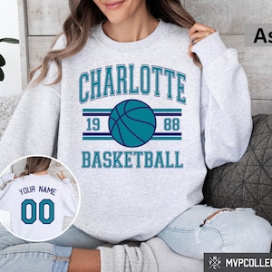 Retro Charlotte Basketball Sweatshirt - Vintage Charlotte Crewneck - Trendy Charlotte Shirt - Customized Basketball Sweatshirt