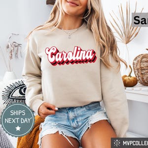 Retro Carolina Hockey Sweatshirt - Vintage Carolina Hockey Crewneck - Trendy Carolina Shirt - Customized Hockey Sweatshirt