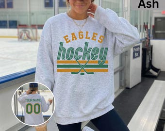 Sudadera de hockey personalizada - Sudadera con capucha de hockey personalizada - Nombre y número personalizados - Regalo para equipo de hockey - Camiseta para mamá de jugador de hockey - Camiseta para el día del partido