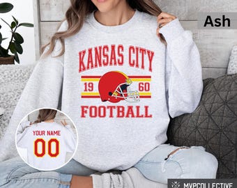 Retro Kansas City Football Sweatshirt - Vintage Kansas City Football Crewneck - Trendy Kansas City Shirt - Customized Football Sweatshirt