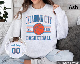 Retro Oklahoma City Basketball Sweatshirt - Vintage Oklahoma City Crewneck - Trendy Oklahoma City Shirt - Customized Basketball Sweatshirt