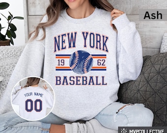 Retro New York honkbal sweatshirt - Vintage New York honkbal trui met ronde hals - Trendy New York shirt - Gepersonaliseerd honkbal sweatshirt