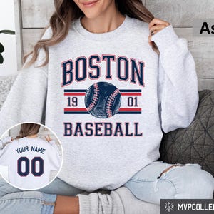Retro Boston Baseball Sweatshirt - Vintage Boston Baseball Crewneck - Trendy Boston Shirt - Customized Baseball Sweatshirt