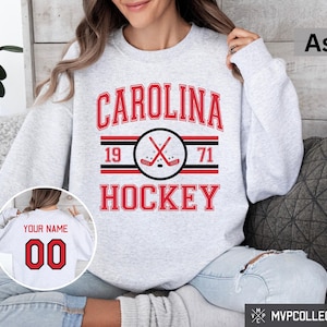 Retro Carolina Hockey Sweatshirt - Vintage Carolina Hockey Crewneck - Trendy Carolina Shirt - Customized Hockey Sweatshirt