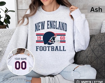 Sudadera retro de fútbol de Nueva Inglaterra - Sudadera vintage de cuello redondo de fútbol de Nueva Inglaterra - Camiseta de Nueva Inglaterra de moda - Sudadera de fútbol personalizada