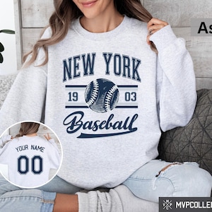 Retro New York Baseball Sweatshirt - Vintage New York Baseball Crewneck - Trendy New York Shirt - Customized Baseball Sweatshirt