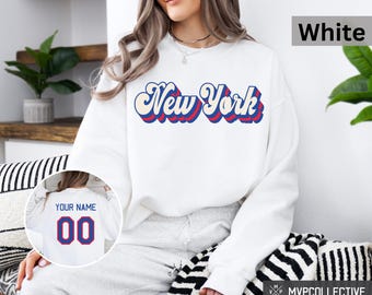 Retro New York Hockey Sweatshirt - Vintage New York Hockey Rundhalsausschnitt - Trendiges New York Shirt - Individuelles Hockey Sweatshirt