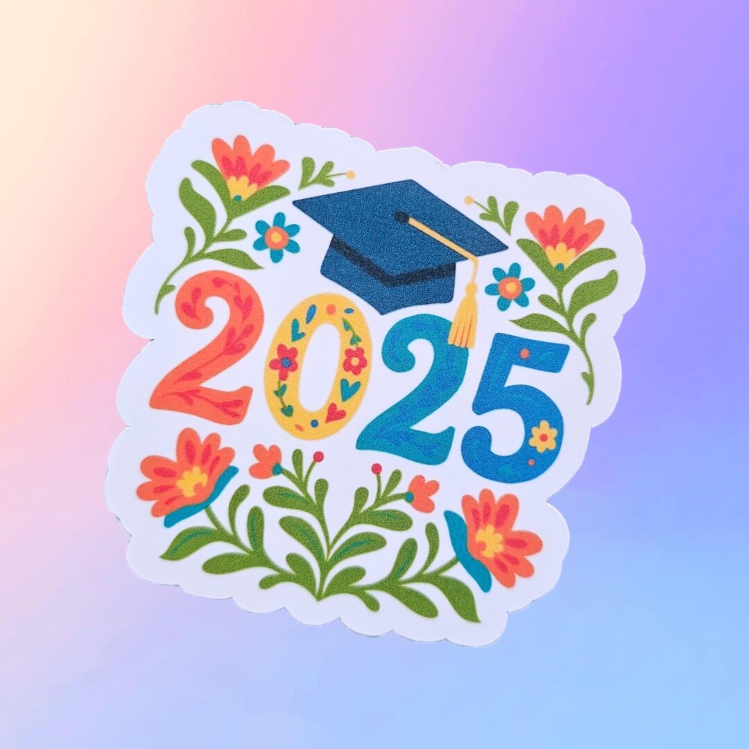 Floral Class of 2025 Graduation Sticker – Boho Grad Cap Vinyl Decal ...