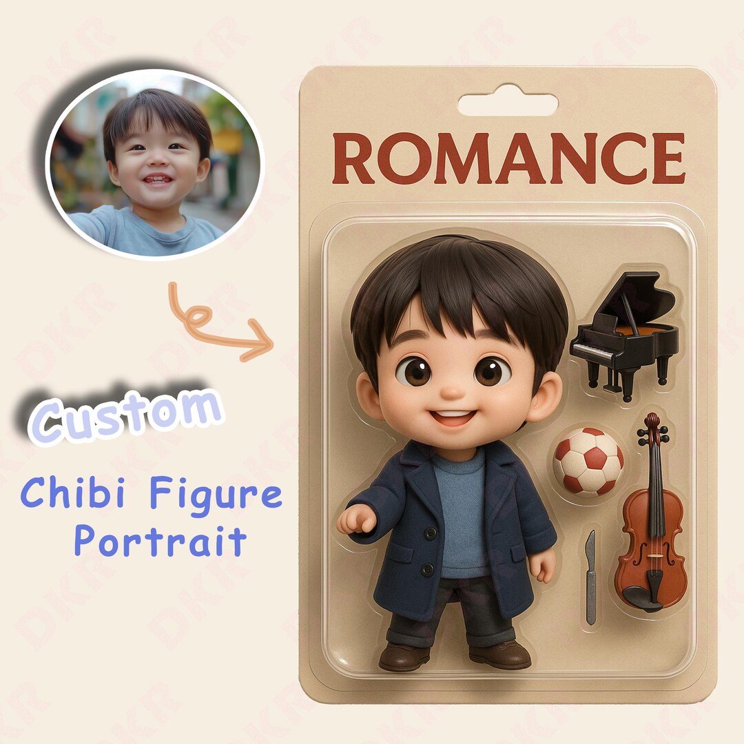 Custom Chibi Portrait From Photo, Cute Cartoon Figure, Personalised ...