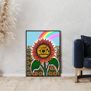 Art mural - Affiche et carte - Affiche et carte tournesols / fleurs / arc en ciel - Domicile - Décorations murales - Décoration intérieure