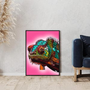 Art mural - Affiche et carte - Affiche coloré caméléon / animal / reptile - Domicile - Décorations murales - Décoration intérieure