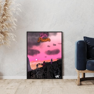 Art mural - Affiche et carte - Affiche et carte femme, sunset, girl power, montagne - Domicile - Décorations murales - Décoration intérieure